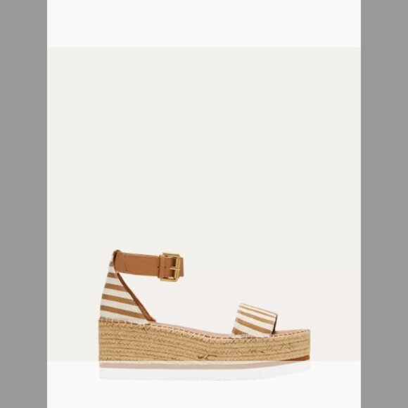 See by Chloe NIB Glyn Stripe Flatform Espadrille Sandals (Orig. $395) w/tax (8B) - Picture 1 of 8